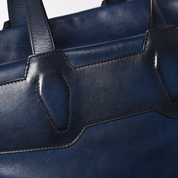 Berluti Berluti Tote Bag Handbag Calligraphy Fiorescrit Navy Blue Leather G0118 Good Condition Used 4a008938
