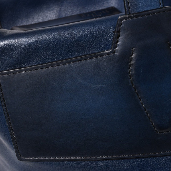 Berluti Berluti Tote Bag Handbag Calligraphy Fiorescrit Navy Blue Leather G0118 Good Condition Used 4a008938