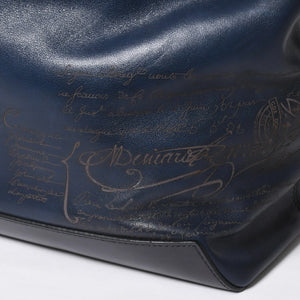 Berluti Berluti Tote Bag Handbag Calligraphy Fiorescrit Navy Blue Leather G0118 Good Condition Used 4a008938