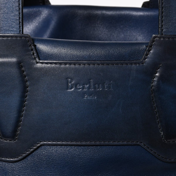Berluti Berluti Tote Bag Handbag Calligraphy Fiorescrit Navy Blue Leather G0118 Good Condition Used 4a008938