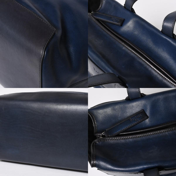 Berluti Berluti Tote Bag Handbag Calligraphy Fiorescrit Navy Blue Leather G0118 Good Condition Used 4a008938
