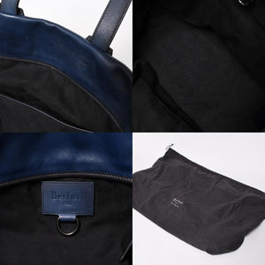 Berluti Berluti Tote Bag Handbag Calligraphy Fiorescrit Navy Blue Leather G0118 Good Condition Used 4a008938