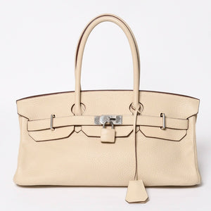 HERMES エルメス ショルダーバーキン42 トリヨンクレマンス ハンドバッグ ◻︎L刻印 ゴルチェ期 パルシュマン シルバー金具 美品 中古 4a009049