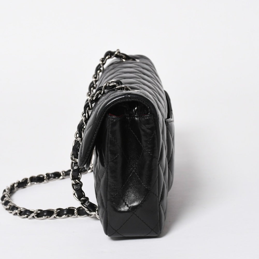 極美品 CHANEL シャネル マトラッセ 25 Sフラップ Sチェーンワンショルダーバッグ 13番台 ココマーク ラムスキン ブラック SV金具 中古 4a008916