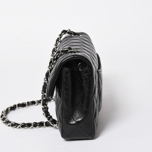 極美品 CHANEL シャネル マトラッセ 25 Sフラップ Sチェーンワンショルダーバッグ 13番台 ココマーク ラムスキン ブラック SV金具 中古 4a008916