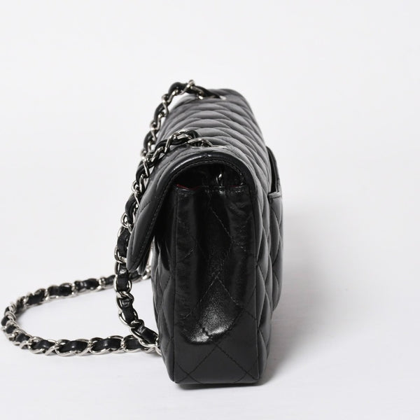極美品 CHANEL シャネル マトラッセ 25 Sフラップ Sチェーンワンショルダーバッグ 13番台 ココマーク ラムスキン ブラック SV金具 中古 4a008916