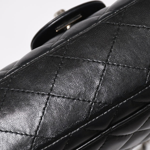 極美品 CHANEL シャネル マトラッセ 25 Sフラップ Sチェーンワンショルダーバッグ 13番台 ココマーク ラムスキン ブラック SV金具 中古 4a008916