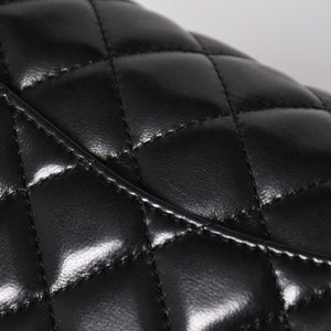 極美品 CHANEL シャネル マトラッセ 25 Sフラップ Sチェーンワンショルダーバッグ 13番台 ココマーク ラムスキン ブラック SV金具 中古 4a008916