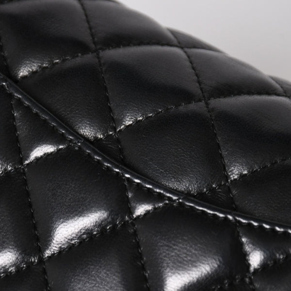 極美品 CHANEL シャネル マトラッセ 25 Sフラップ Sチェーンワンショルダーバッグ 13番台 ココマーク ラムスキン ブラック SV金具 中古 4a008916