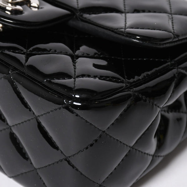 極美品 CHANEL シャネル ミニマトラッセ17 Sフラップ Sチェーンショルダーバッグ 16番台 ココマーク パテント シルバー金具 中古 4a008928