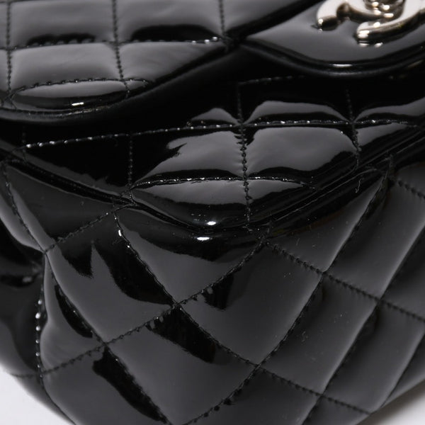 極美品 CHANEL シャネル ミニマトラッセ17 Sフラップ Sチェーンショルダーバッグ 16番台 ココマーク パテント シルバー金具 中古 4a008928