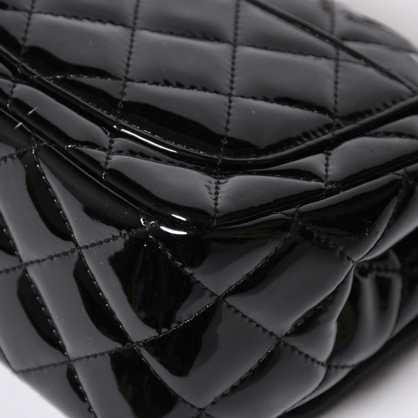 極美品 CHANEL シャネル ミニマトラッセ17 Sフラップ Sチェーンショルダーバッグ 16番台 ココマーク パテント シルバー金具 中古 4a008928