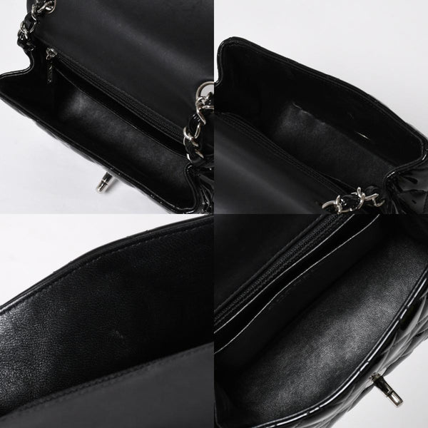 極美品 CHANEL シャネル ミニマトラッセ17 Sフラップ Sチェーンショルダーバッグ 16番台 ココマーク パテント シルバー金具 中古 4a008928