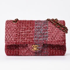 極美品 CHANEL シャネル マトラッセ ダブルフラップ チェーンショルダーバッグ 25 ココマーク ツイード ボルドー ゴールド金具 19番台 中古 4a009040