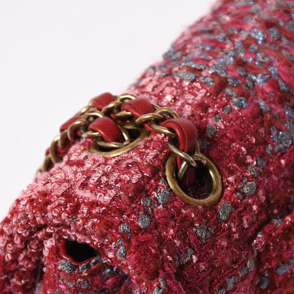 極美品 CHANEL シャネル マトラッセ ダブルフラップ チェーンショルダーバッグ 25 ココマーク ツイード ボルドー ゴールド金具 19番台 中古 4a009040