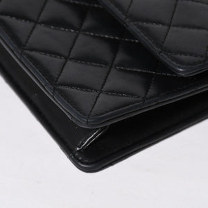 CHANEL シャネル ミニマトラッセ 14cm ショルダーバッグ 1番台 ラムスキン ブラック ゴールド金具 美品 中古 4a008936
