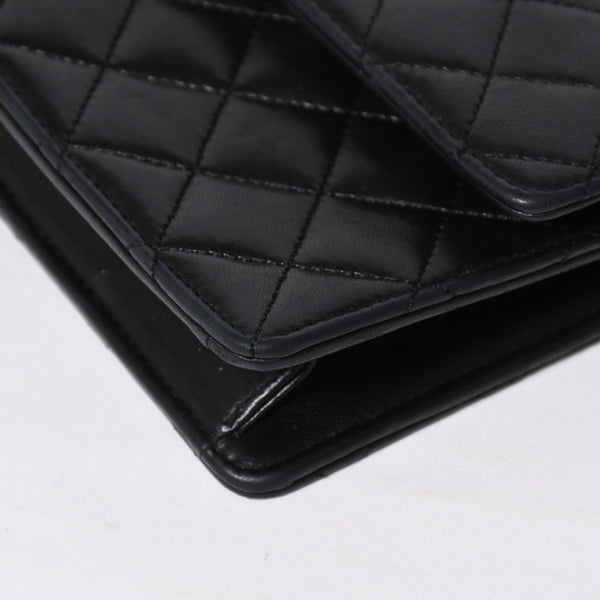 CHANEL シャネル ミニマトラッセ 14cm ショルダーバッグ 1番台 ラムスキン ブラック ゴールド金具 美品 中古 4a008936