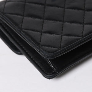CHANEL シャネル ミニマトラッセ 14cm ショルダーバッグ 1番台 ラムスキン ブラック ゴールド金具 美品 中古 4a008936