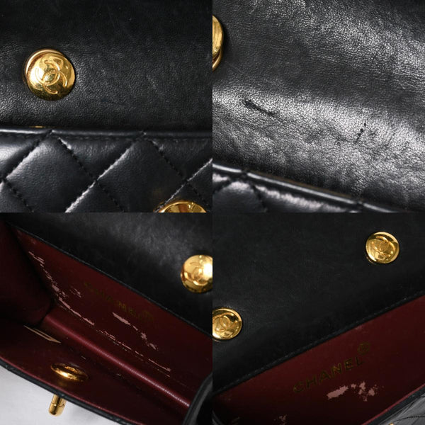 CHANEL シャネル ミニマトラッセ 14cm ショルダーバッグ 1番台 ラムスキン ブラック ゴールド金具 美品 中古 4a008936