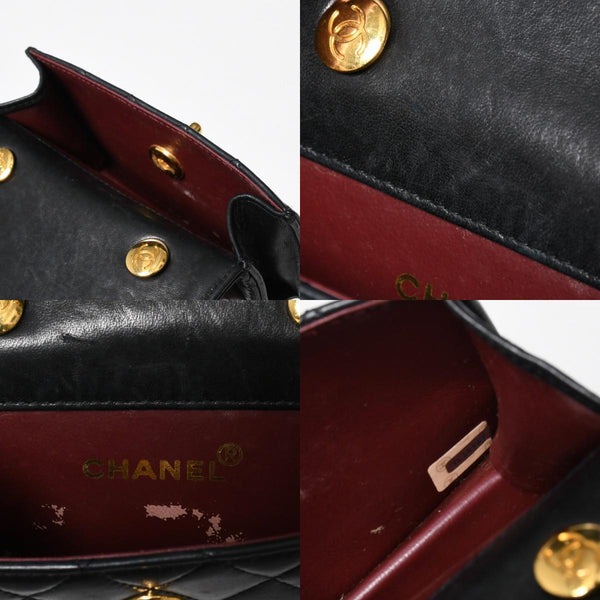 CHANEL シャネル ミニマトラッセ 14cm ショルダーバッグ 1番台 ラムスキン ブラック ゴールド金具 美品 中古 4a008936