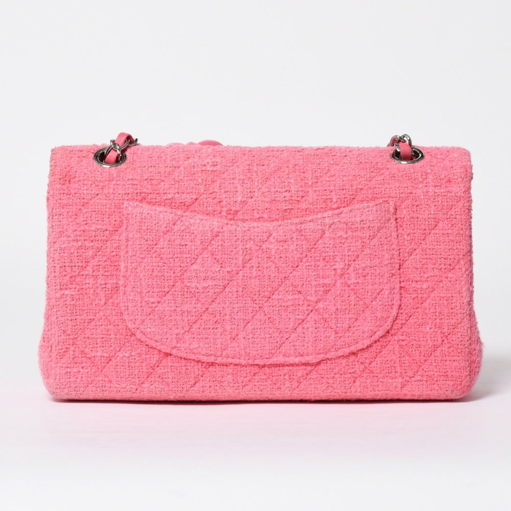 Very good condition CHANEL double flap chain shoulder bag 25 22 series here mark cherry blossom flower tweed pink used 4a009032