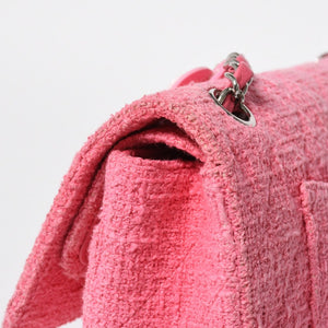 Very good condition CHANEL double flap chain shoulder bag 25 22 series here mark cherry blossom flower tweed pink used 4a009032