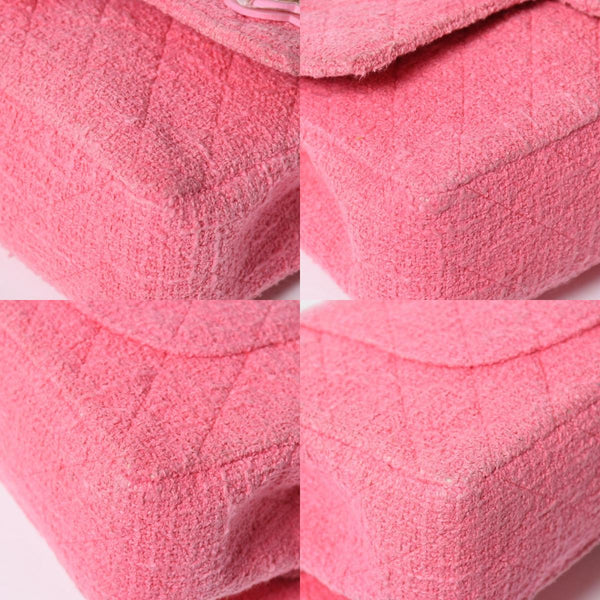 Very good condition CHANEL double flap chain shoulder bag 25 22 series here mark cherry blossom flower tweed pink used 4a009032