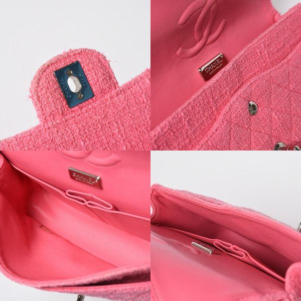 Very good condition CHANEL double flap chain shoulder bag 25 22 series here mark cherry blossom flower tweed pink used 4a009032