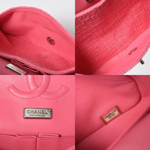 Very good condition CHANEL double flap chain shoulder bag 25 22 series here mark cherry blossom flower tweed pink used 4a009032