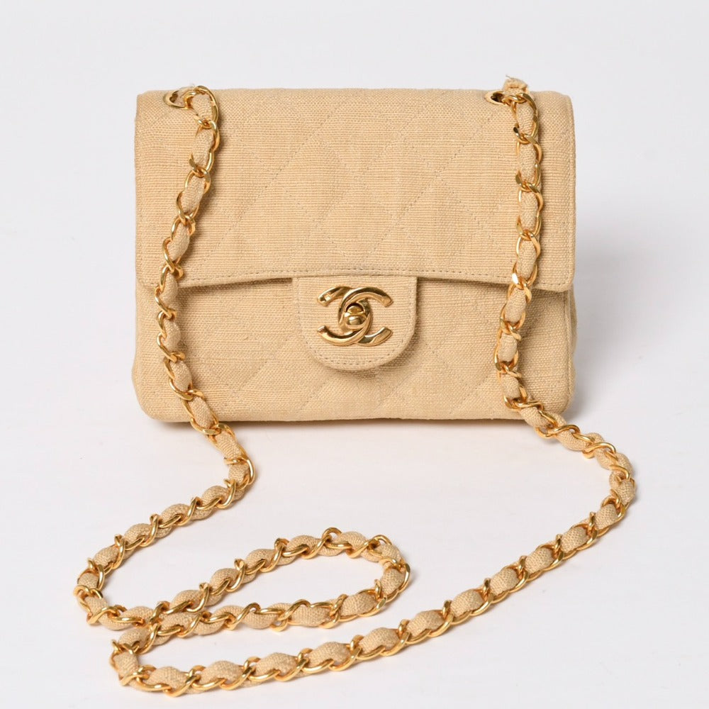 CHANEL Mini Matelasse 17 S Flap S Chain Shoulder Bag A01115 2nd Series Coco Mark Canvas Good Condition Used 4a008917
