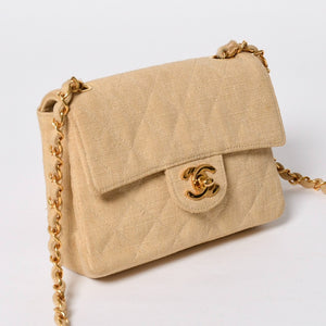 CHANEL Mini Matelasse 17 S Flap S Chain Shoulder Bag A01115 2nd Series Coco Mark Canvas Good Condition Used 4a008917
