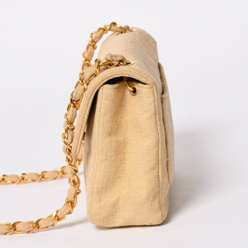 CHANEL Mini Matelasse 17 S Flap S Chain Shoulder Bag A01115 2nd Series Coco Mark Canvas Good Condition Used 4a008917