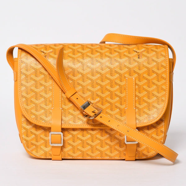 Like new GOYARD Shoulder bag Belvedere MM Herringbone coated canvas Yellow Silver hardware Used 4a009045