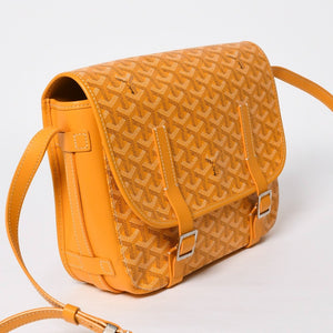 Like new GOYARD Shoulder bag Belvedere MM Herringbone coated canvas Yellow Silver hardware Used 4a009045