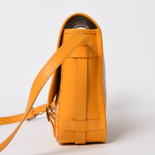Like new GOYARD Shoulder bag Belvedere MM Herringbone coated canvas Yellow Silver hardware Used 4a009045