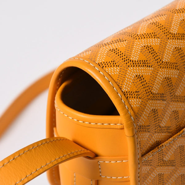 Like new GOYARD Shoulder bag Belvedere MM Herringbone coated canvas Yellow Silver hardware Used 4a009045