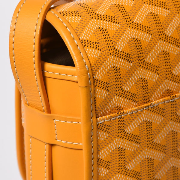 Like new GOYARD Shoulder bag Belvedere MM Herringbone coated canvas Yellow Silver hardware Used 4a009045