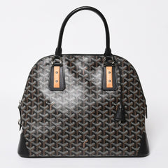 極美品 GOYARD ゴヤール ヴァンドーム MM ハンドバッグ ヘリンボーン柄 レザー ブラック シルバー金具 中古 4a009027