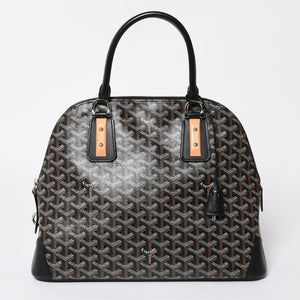 極美品 GOYARD ゴヤール ヴァンドーム MM ハンドバッグ ヘリンボーン柄 レザー ブラック シルバー金具 中古 4a009027