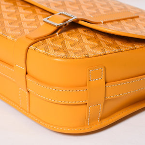 Like new GOYARD Shoulder bag Belvedere MM Herringbone coated canvas Yellow Silver hardware Used 4a009045