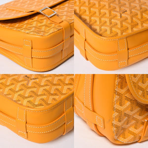 Like new GOYARD Shoulder bag Belvedere MM Herringbone coated canvas Yellow Silver hardware Used 4a009045