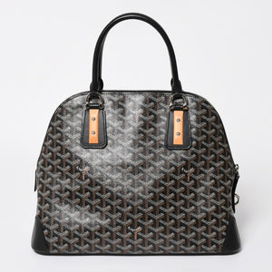 極美品 GOYARD ゴヤール ヴァンドーム MM ハンドバッグ ヘリンボーン柄 レザー ブラック シルバー金具 中古 4a009027