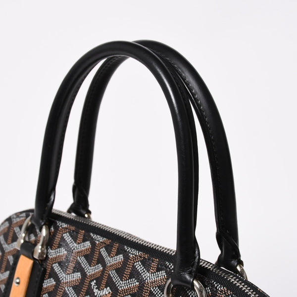 極美品 GOYARD ゴヤール ヴァンドーム MM ハンドバッグ ヘリンボーン柄 レザー ブラック シルバー金具 中古 4a009027