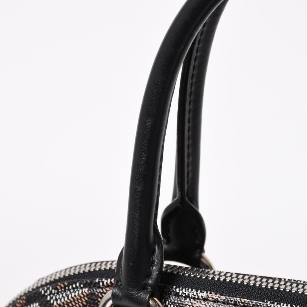Very good condition GOYARD Vendome MM handbag herringbone pattern leather black silver hardware used 4a009027