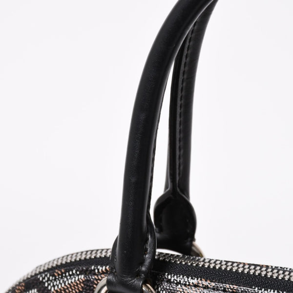 極美品 GOYARD ゴヤール ヴァンドーム MM ハンドバッグ ヘリンボーン柄 レザー ブラック シルバー金具 中古 4a009027