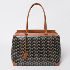 極美品 GOYARD ゴヤール ベルシャスPM トートバッグ ブラック ブラウン フランス製 PVC レザー 中古 4a008920