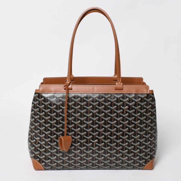 極美品 GOYARD ゴヤール ベルシャスPM トートバッグ ブラック ブラウン フランス製 PVC レザー 中古 4a008920