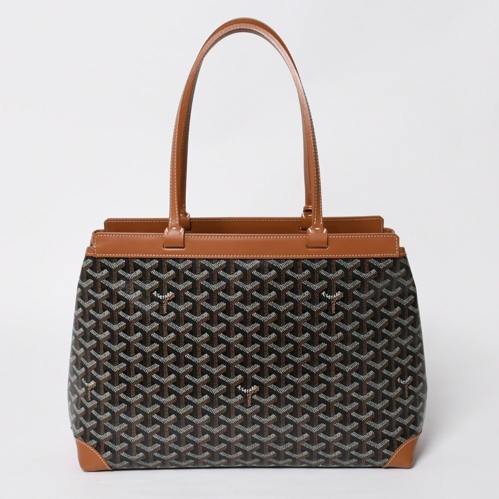 極美品 GOYARD ゴヤール ベルシャスPM トートバッグ ブラック ブラウン フランス製 PVC レザー 中古 4a008920