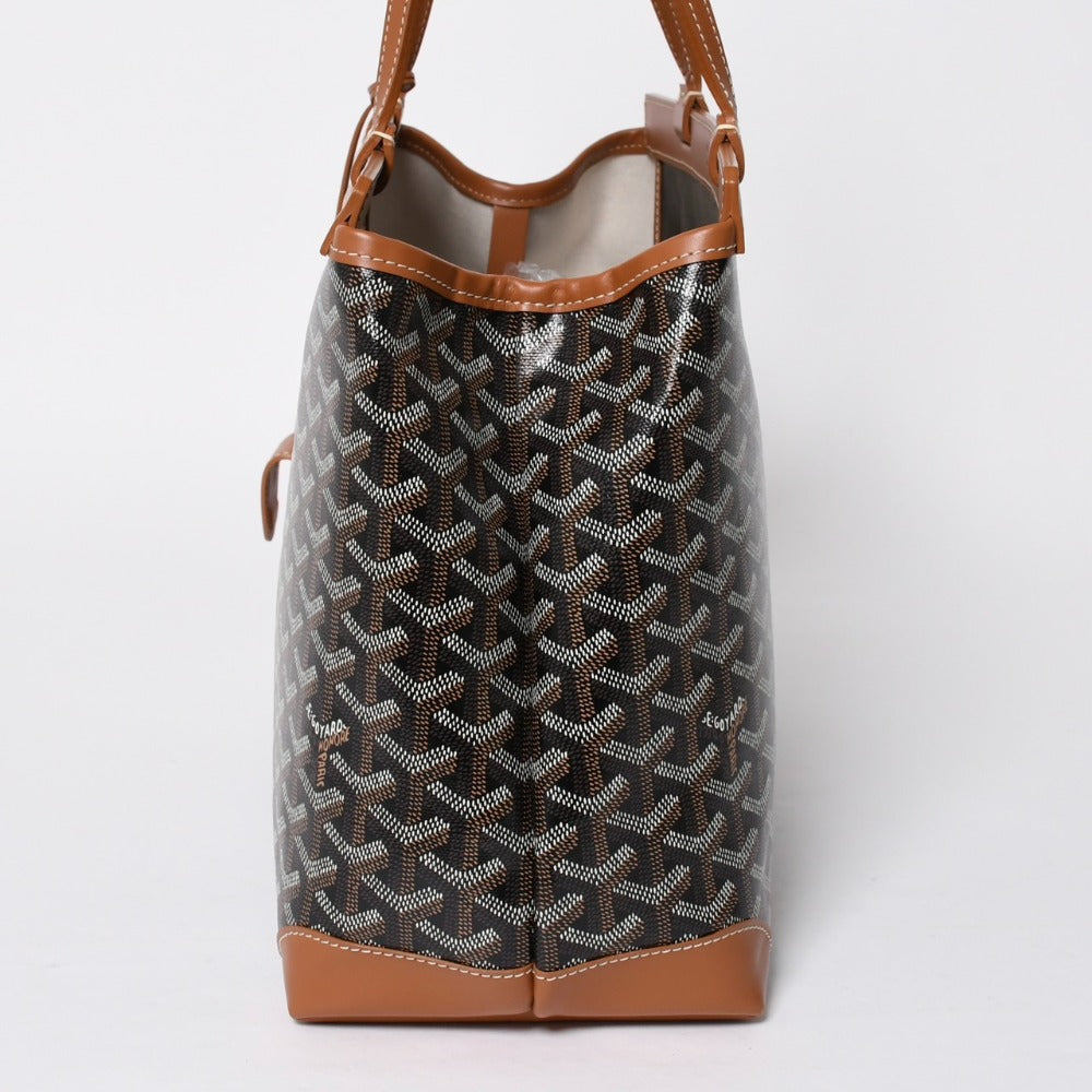 極美品 GOYARD ゴヤール ベルシャスPM トートバッグ ブラック ブラウン フランス製 PVC レザー 中古 4a008920