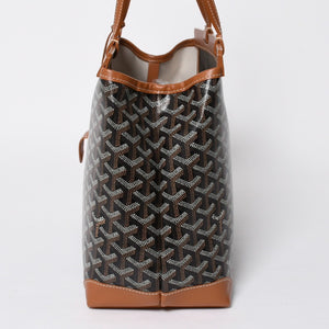 極美品 GOYARD ゴヤール ベルシャスPM トートバッグ ブラック ブラウン フランス製 PVC レザー 中古 4a008920